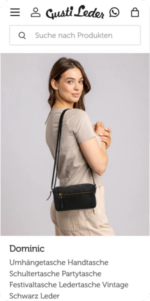 Gusti Leder Gravurkonfigurator auf der Produktseite