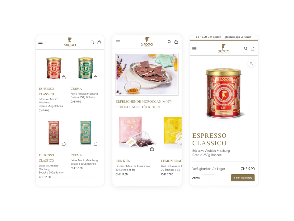 Sirocco Shopify Plus Onlineshop Mobile Screens